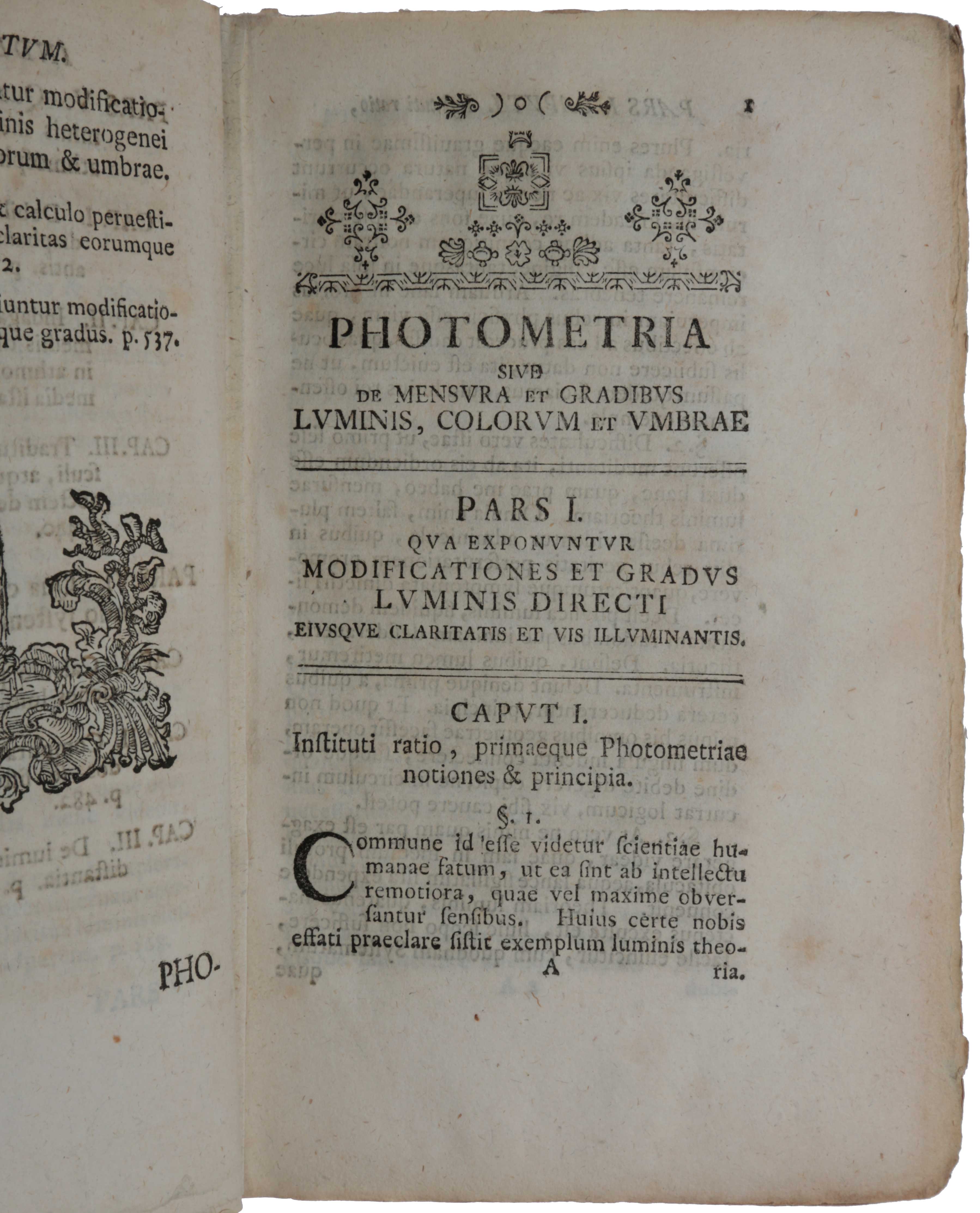 First Photometer Photometria sive de mensura et gradibus luminis, colorum et umbrae ...